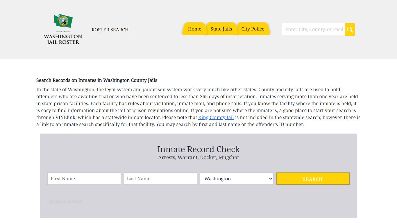Jail Roster Search | Jail Records Information in Washington