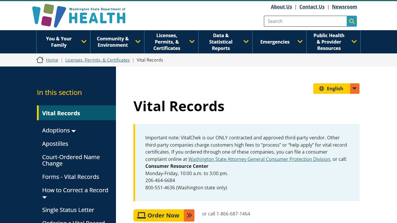 Vital Records | Washington State Department of Health