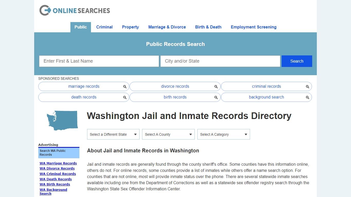 Washington Jail and Inmate Records Search Directory - OnlineSearches.com